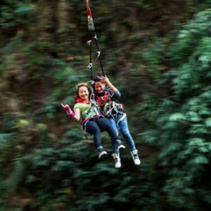 Nepal tandem bridge swing